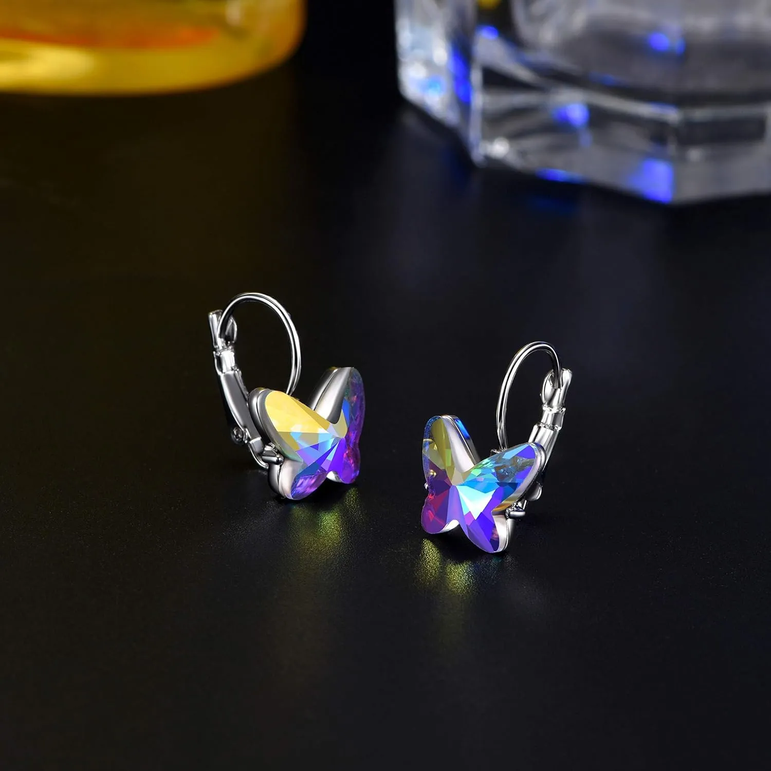 10 Pairs Dangle Earrings for women Fashion Pack- Flawless Cubic Zirconia Leverback Earrings for Teens Girls with Silver/Gold -Hoop