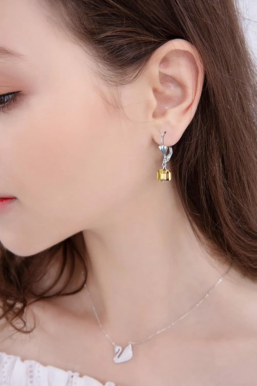 10 Pairs Dangle Earrings for women Fashion Pack- Flawless Cubic Zirconia Leverback Earrings for Teens Girls with Silver/Gold -Hoop