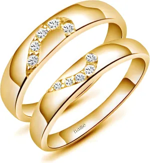 10K 14K 18K Gold Couple Ring Sets, Moissanite Couple Wedding Rings Set for Men and Women, Personalized Couple Matching Promise Band Free Engraving for Engagement Valentine's Day