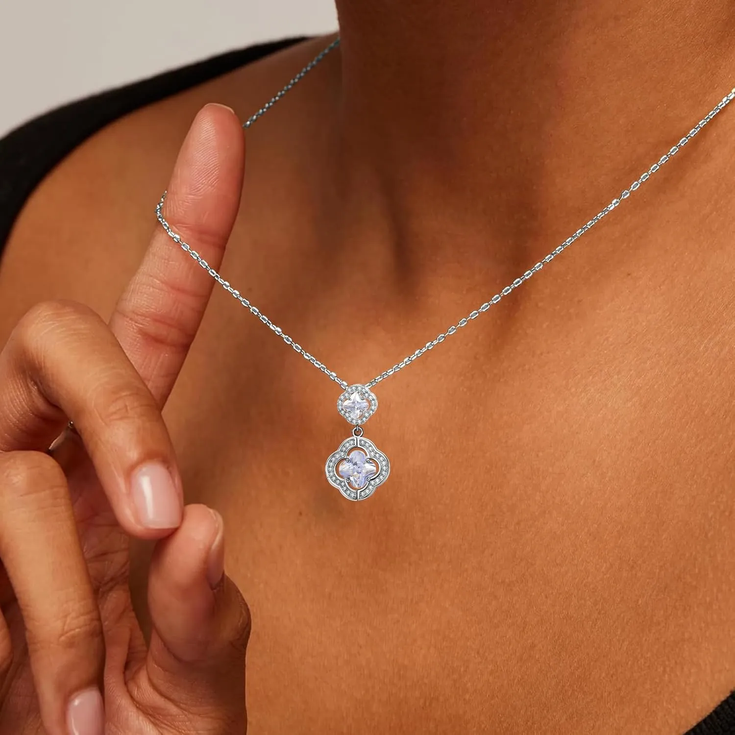 14K Gold Plated | 14K Platinum Plated Necklace for Women Necklace Earrings Set with Sparkling Zircon Inlay and Silver Post Earrings