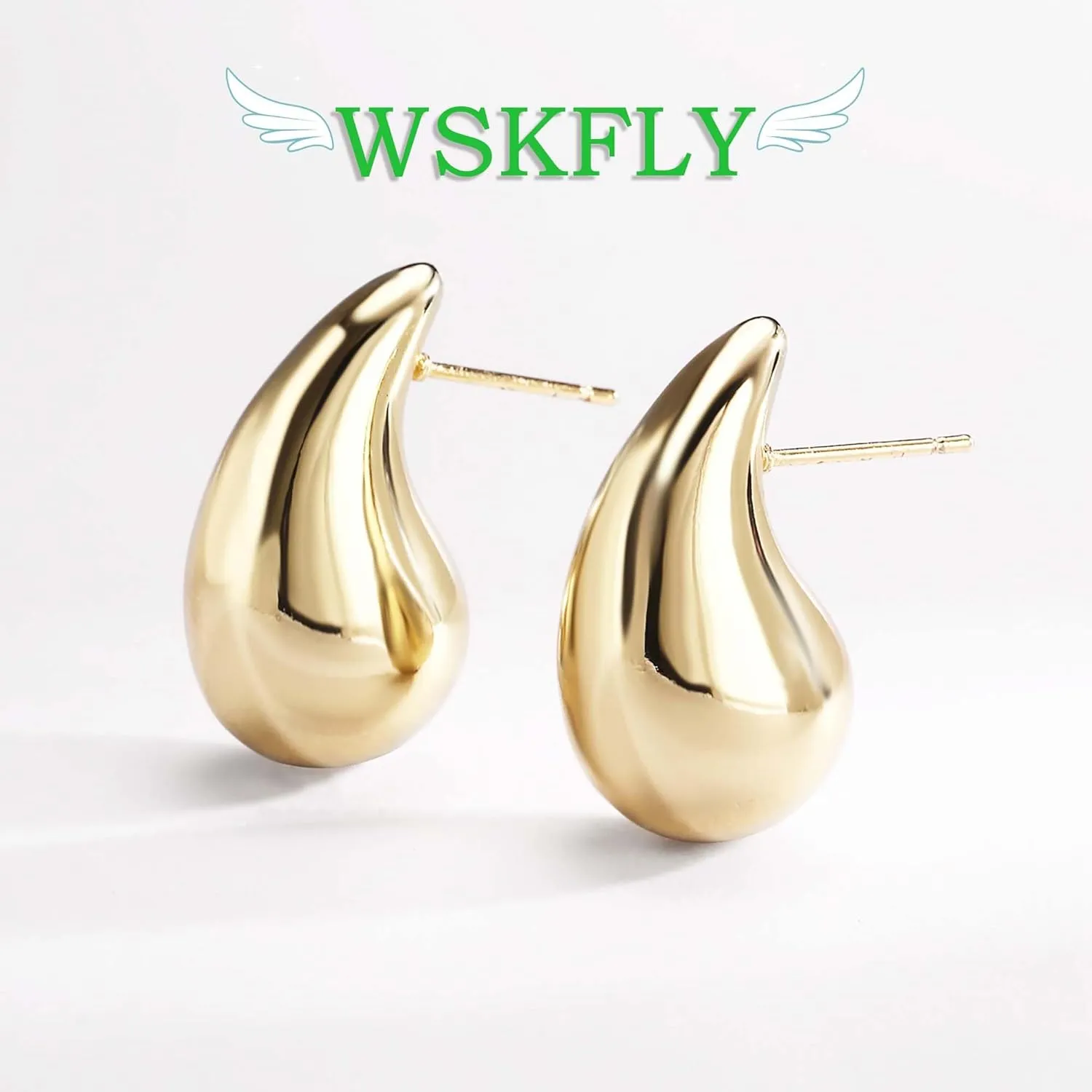 14K Gold Plated Chunky Teardrop Earrings,925 Sterling Silver Post Lightweight Drop Earrings for Women Trendy Fashion Jewelry