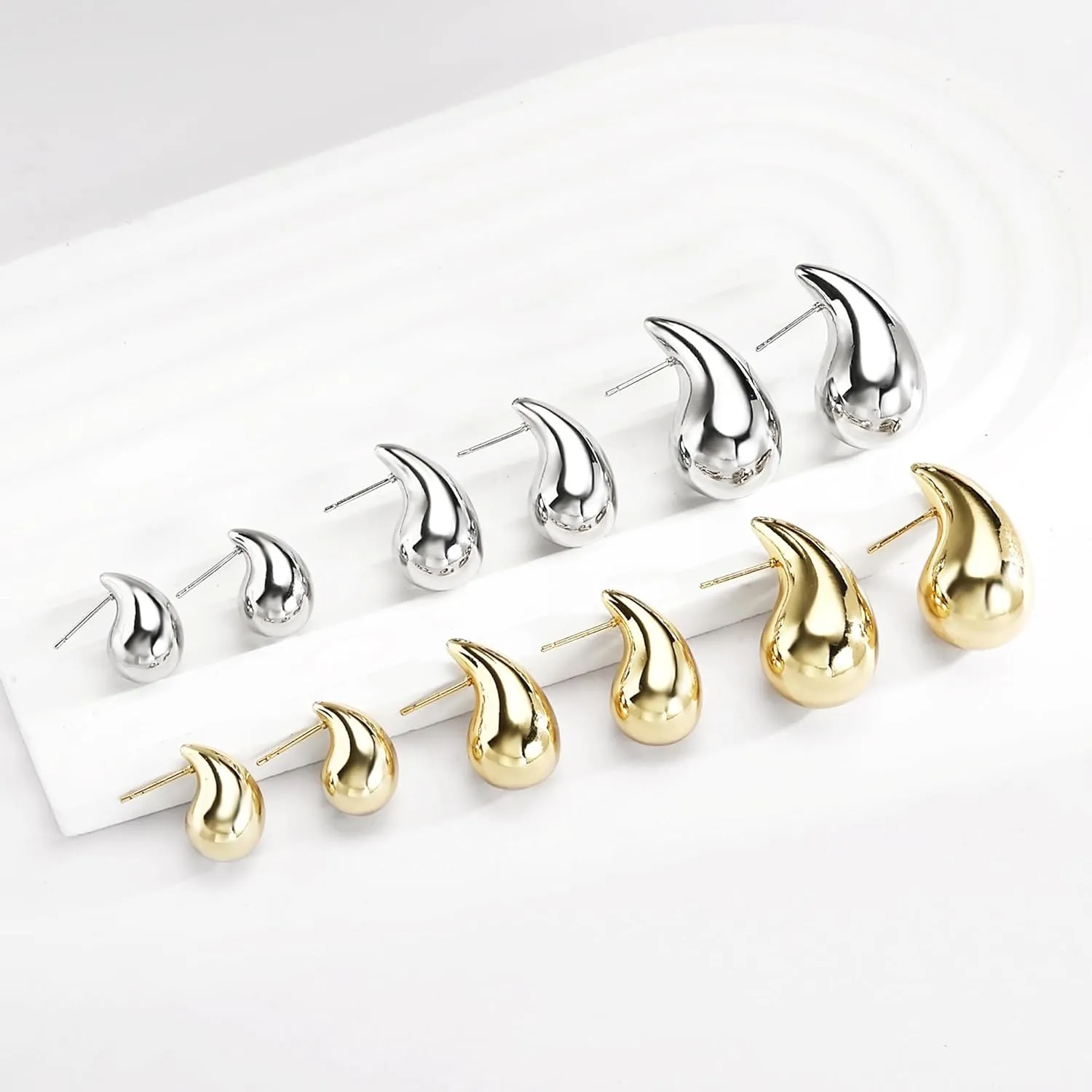 14K Gold Plated Chunky Teardrop Earrings,925 Sterling Silver Post Lightweight Drop Earrings for Women Trendy Fashion Jewelry