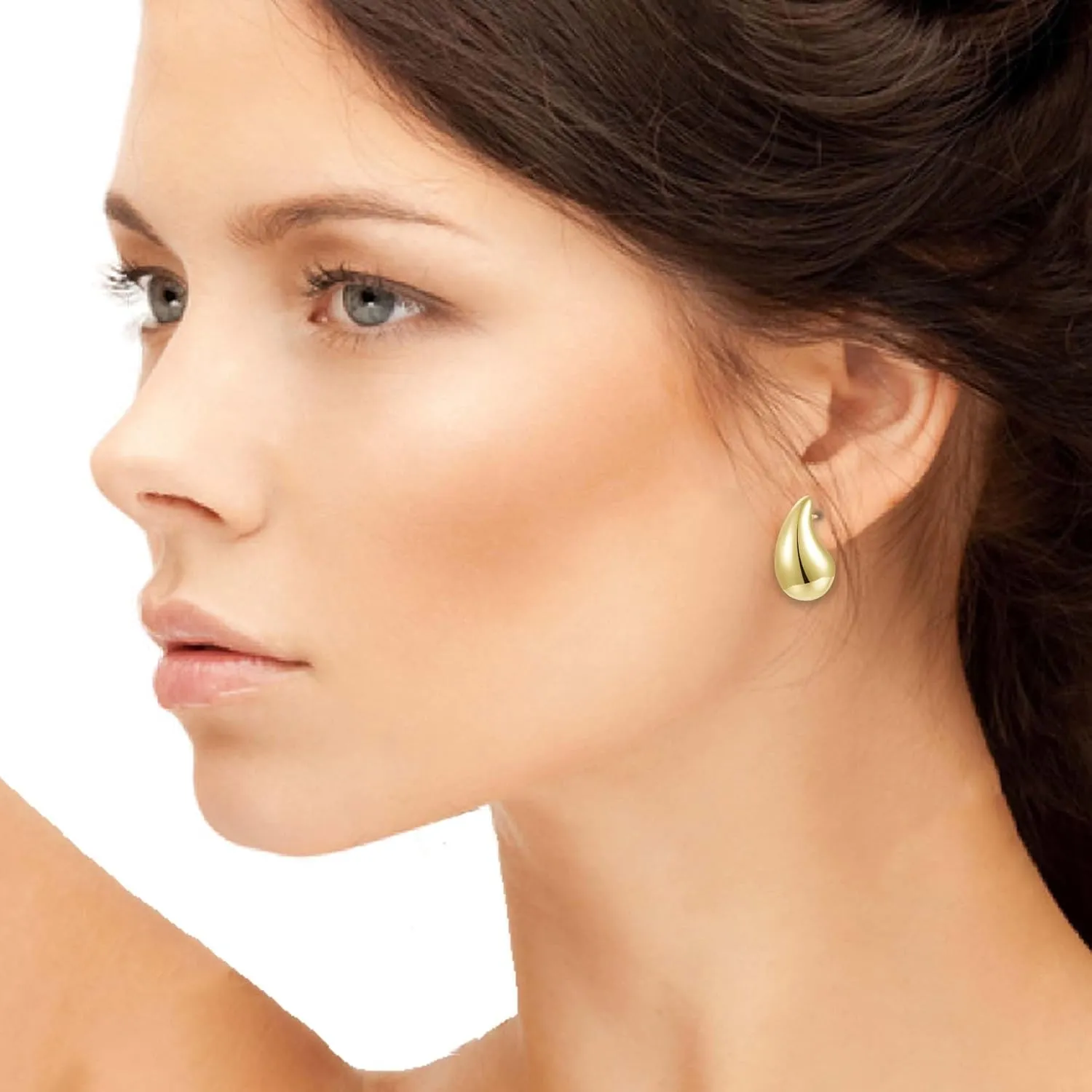 14K Gold Plated Chunky Teardrop Earrings,925 Sterling Silver Post Lightweight Drop Earrings for Women Trendy Fashion Jewelry