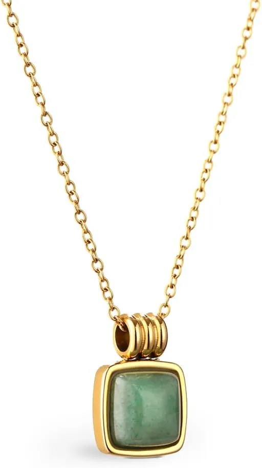 14K Gold Plated Jade Necklace for Women | Gold Plated Necklaces for Women| Natural Jade Agate Crystal Healing Handmade | |Lucky Jewelry Gifts