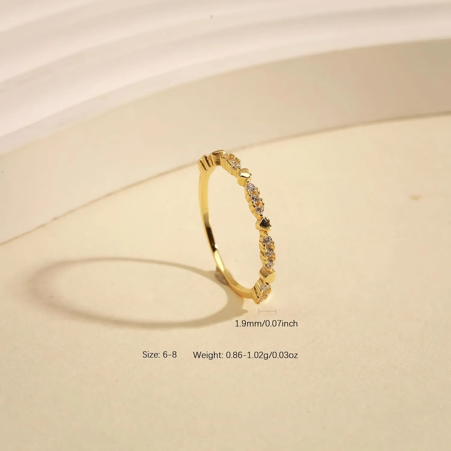 14K Gold Plated Love Heart Rings for Women 925 Sterling Silver Cute Heart Cubic Zirconia Stacking Ring Dainty Friendship Promise Rings Wedding Bridal Party Valentines Day Gifts for Her