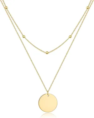 14K Gold Plated Simple Circle Snake Chain Necklace for Women Herringbone Necklace Trendy Women's Jewelry Dainty Layered Necklaces