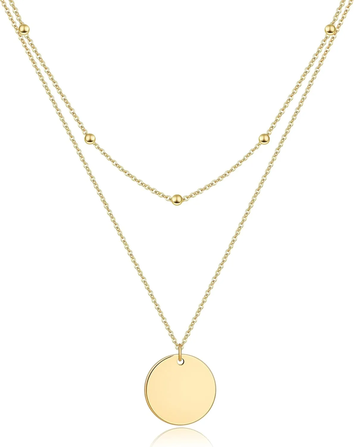 14K Gold Plated Simple Circle Snake Chain Necklace for Women Herringbone Necklace Trendy Women's Jewelry Dainty Layered Necklaces