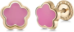 14k Gold Star Earrings for Girls Teens Color Enamel Safety Screwback Covered Back