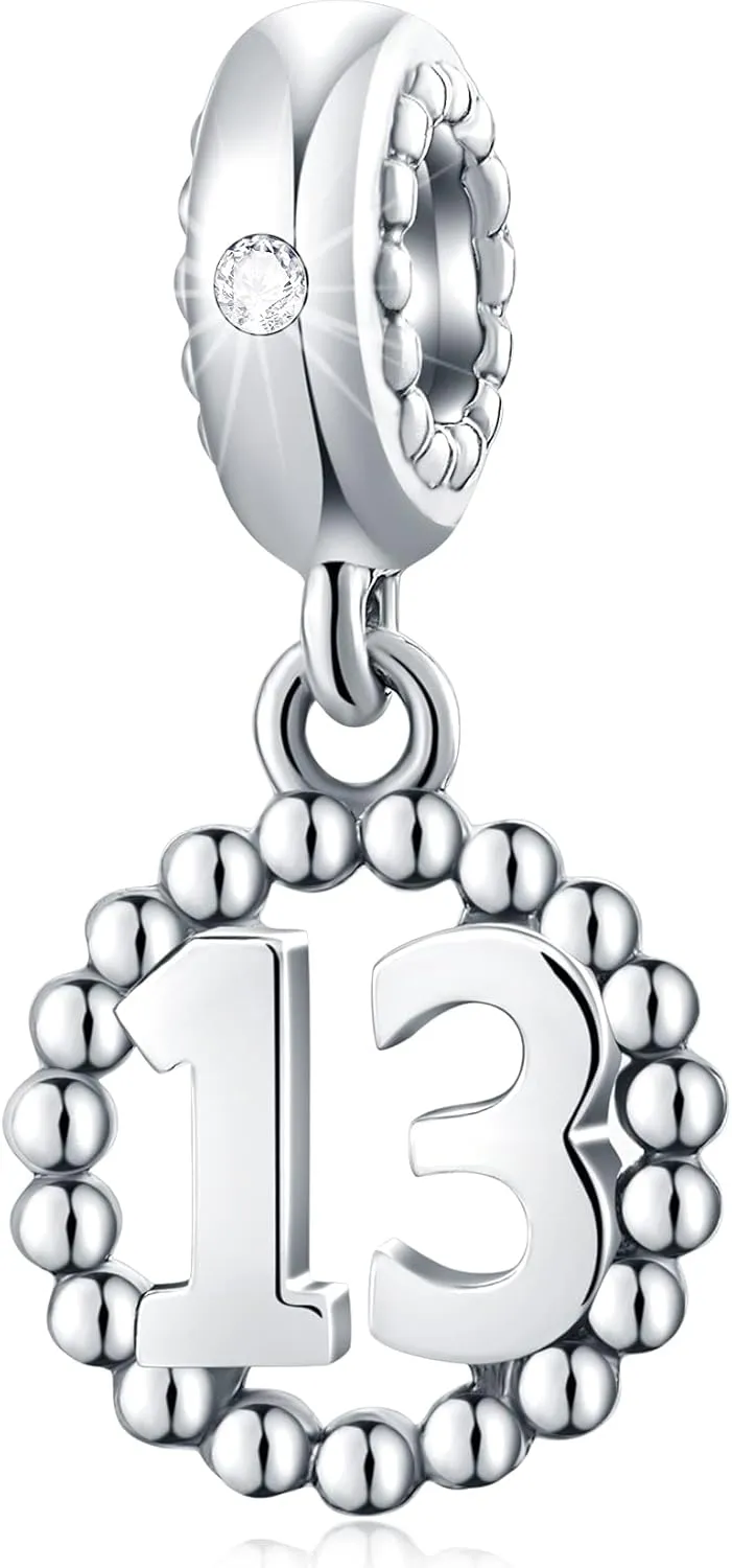 16,17,18,19,20,21,22,24,25,26,30,32,33,35,37,40,49,50,60,69,77,80,88,99 Number Charms 925 Sterling Silver Pendants Beads Fit Pandora Bracelets/Necklace, Dangling Dangle Charm for Birthday/Anniversary/Meaningful Numbers
