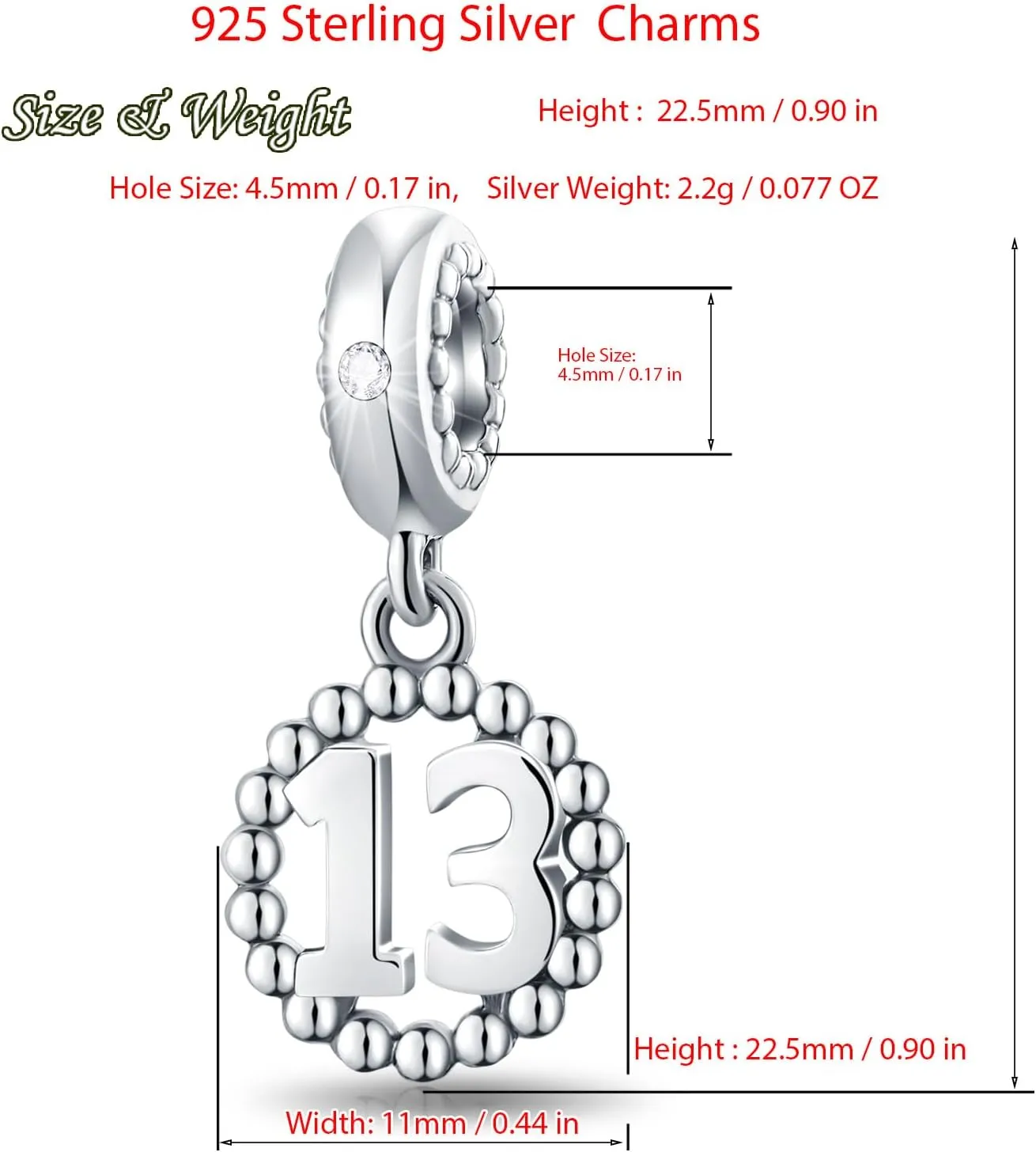 16,17,18,19,20,21,22,24,25,26,30,32,33,35,37,40,49,50,60,69,77,80,88,99 Number Charms 925 Sterling Silver Pendants Beads Fit Pandora Bracelets/Necklace, Dangling Dangle Charm for Birthday/Anniversary/Meaningful Numbers