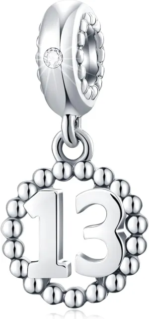 16,17,18,19,20,21,22,24,25,26,30,32,33,35,37,40,49,50,60,69,77,80,88,99 Number Charms 925 Sterling Silver Pendants Beads Fit Pandora Bracelets/Necklace, Dangling Dangle Charm for Birthday/Anniversary/Meaningful Numbers
