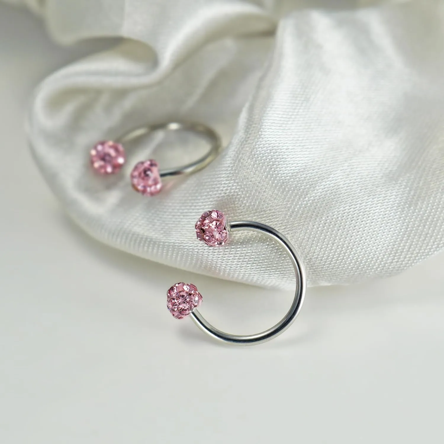 16G 2PCs Cute Pink Butterfly Lip Rings, Snake Bite Jewelry for Snake Bites Piecing, Horseshoe Labret Jewelry for Lip Piercing