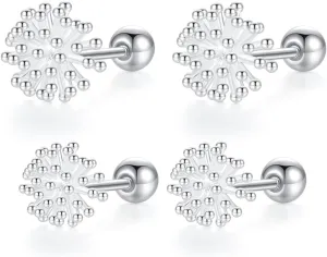 2 Pairs Dandelion Flower Stud Earrings for Women Small Floral Studs Screw Back Earring Cartilage Tragus Piercing Ear Cute Jewelry Gifts