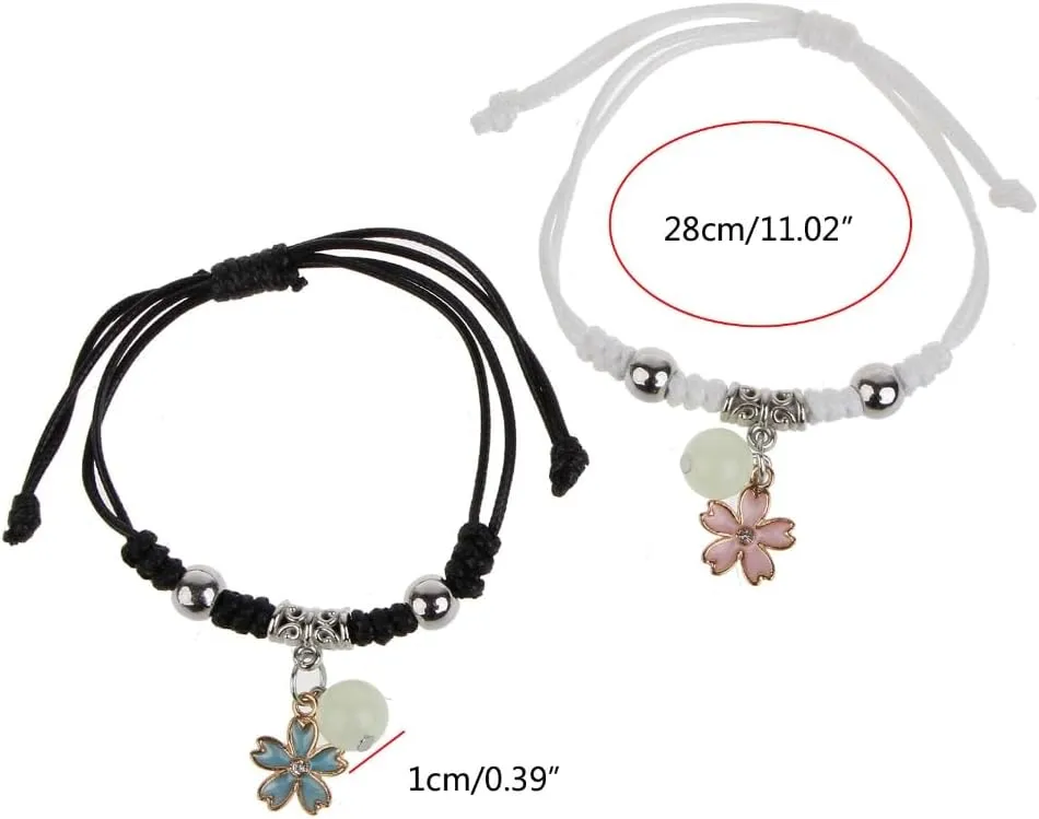 2 Pcs Luminously Bead Charm Braided Rope Bangles Couple Promise Bracelets Friendship Matching Bracelet Jewelry for Lover