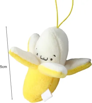 2 Pieces Yellow Peeling Banana Keychain, Banana Plush Keychain,Cartoon Birthday Gift PP Cotton Peeling Shape Plush Doll Pendant for Decoration Women's Keyrings