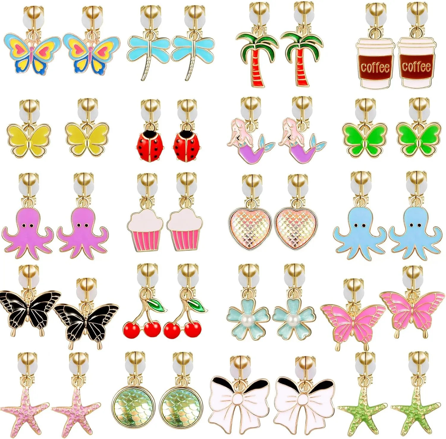 20 Pairs Clip on Earrings -Cute Clip Earrings Hypoallergenic,Dress-Up Accessorie