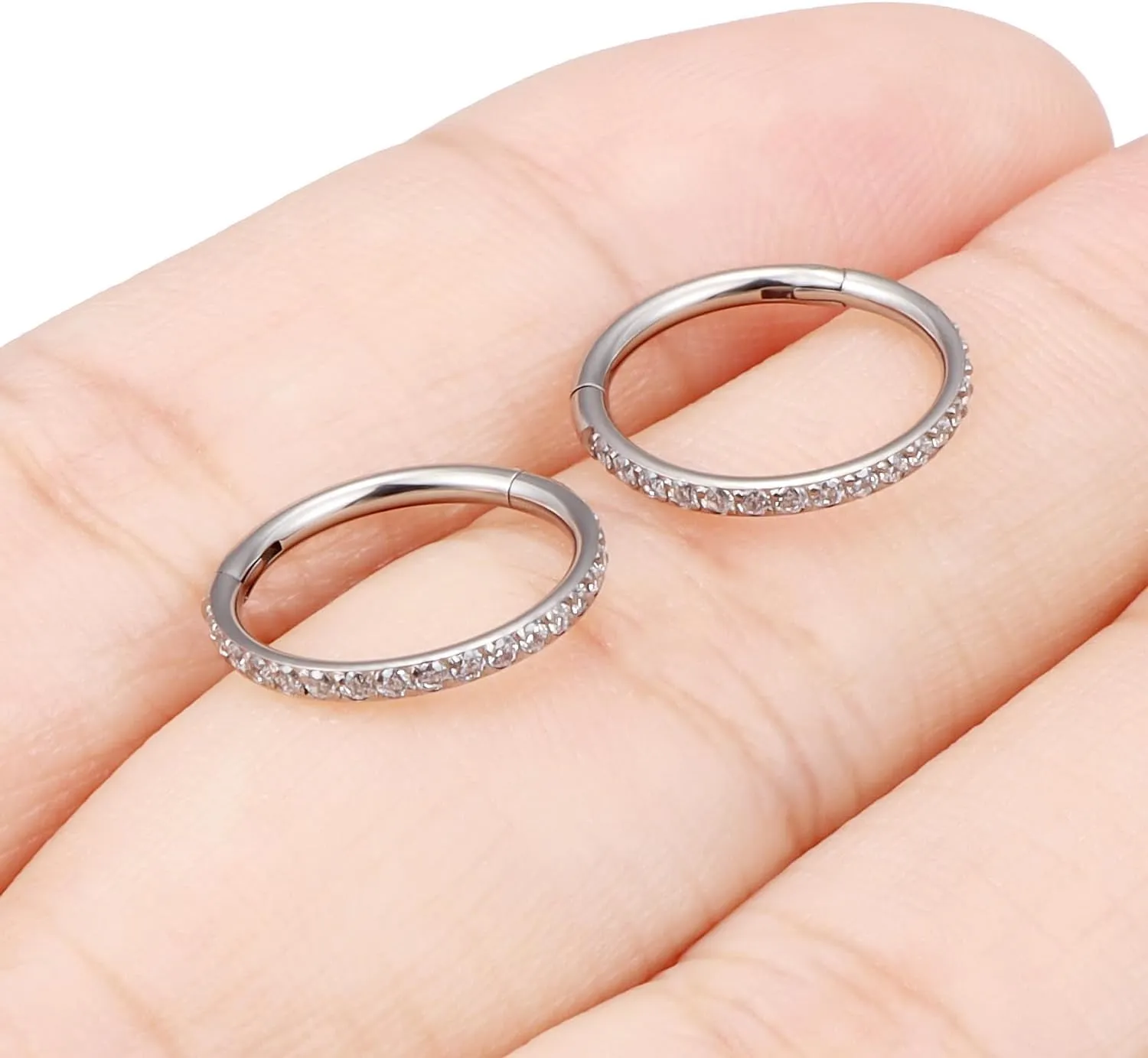 20G 18G 16G Titanium Nose Rings Hoops G23 Hinged Septum Nose Rings Clicker Helix Daith Rook Cartilage Tragus Earrings Segment Ring Lip Ring Piercing Jewelry for Women Men 8mm 10mm