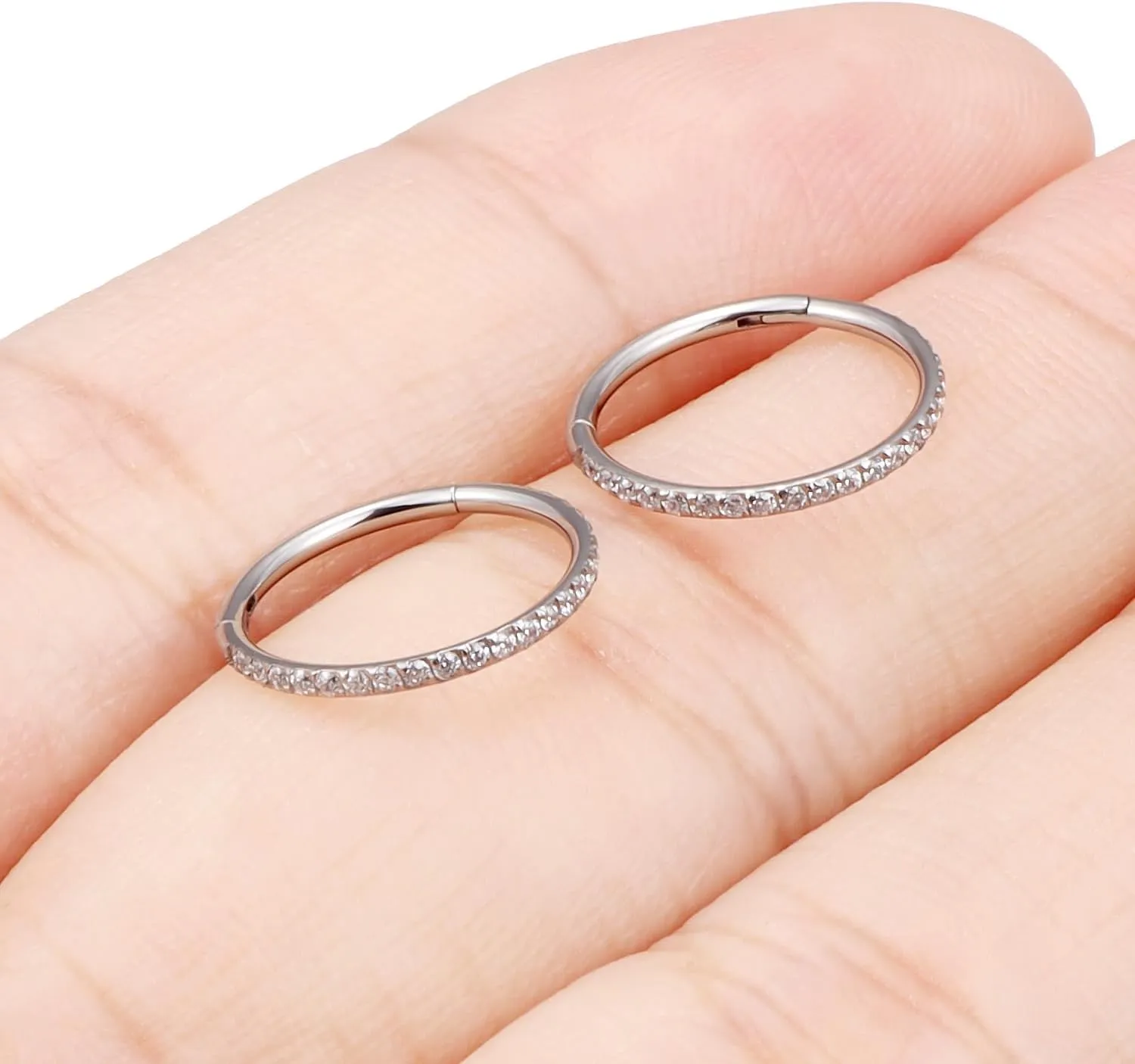20G 18G 16G Titanium Nose Rings Hoops G23 Hinged Septum Nose Rings Clicker Helix Daith Rook Cartilage Tragus Earrings Segment Ring Lip Ring Piercing Jewelry for Women Men 8mm 10mm