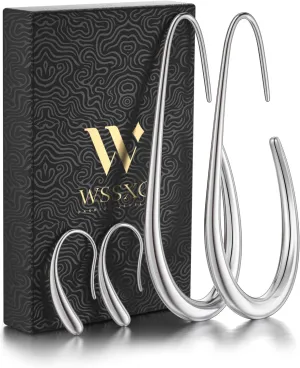 2Pairs Lightweight Teardrop Hoop Earrings for Women - 18k Gold Plated Large Small Size Oval Pull Through Hoop Earrings Teen Gift High Polished Statement Jewelry for Women