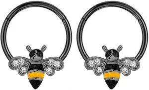 2Pcs 16G Bee Nose Septum Rings for Women Stainless Steel Septum Jewelry Nose Rings Hoop Cartilage Conch Helix Earrings Body Piercing Jewelry