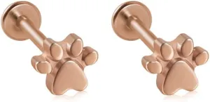 2Pcs 16G Stainless Steel Paw Cartilage Stud Earrings for Women Paw Print Flat Back Earrings Studs Labret Monroe Lip Rings Conch Helix Tragus Piercing Jewelry