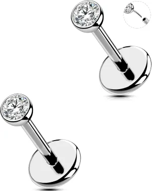 2Pcs 20G/18G/16G Threadless Nose Stud Flat Back Earrings 316L Surgical Steel CZ Daity Nose Helix Cartilage Tragus Conch Labret Medusa Monroe Piercing Jewelry for Women Men