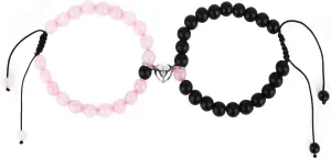 2pcs Couple Bracelets, Adjustable Heart Magnetic Matching Beaded Bracelets Long Distance Relationship Jewelry Gift for Him Her Friendship Boyfriend Girlfriend Valentines Christmas Birthday