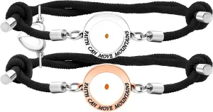 2pcs Couples Faith Bracelets for Women Men,Long Distance Relationship Jewelry, Matching Heart Bracelets for Best Friend, Trendy Best Friend Gift