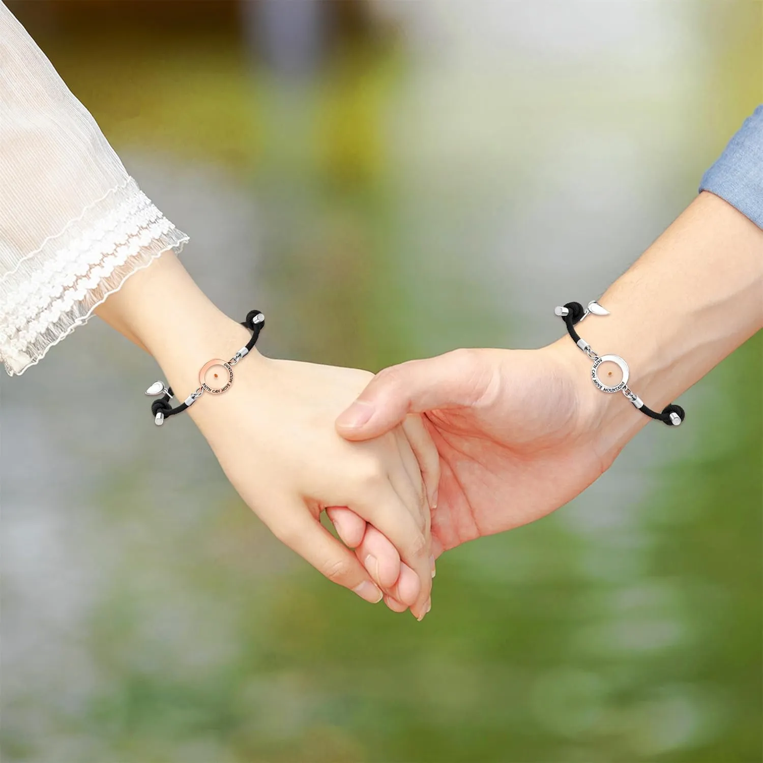 2pcs Couples Faith Bracelets for Women Men,Long Distance Relationship Jewelry, Matching Heart Bracelets for Best Friend, Trendy Best Friend Gift