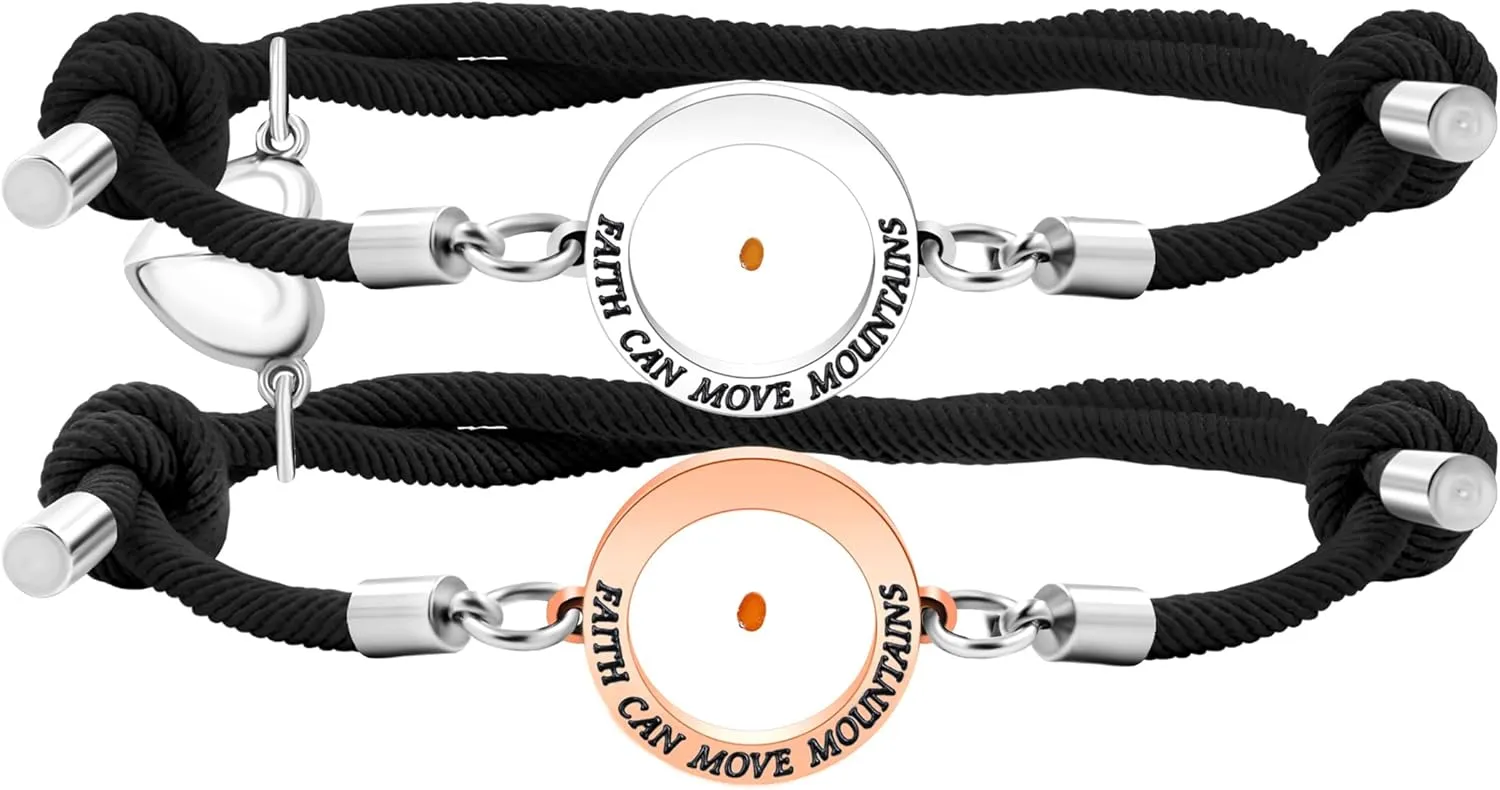 2pcs Couples Faith Bracelets for Women Men,Long Distance Relationship Jewelry, Matching Heart Bracelets for Best Friend, Trendy Best Friend Gift