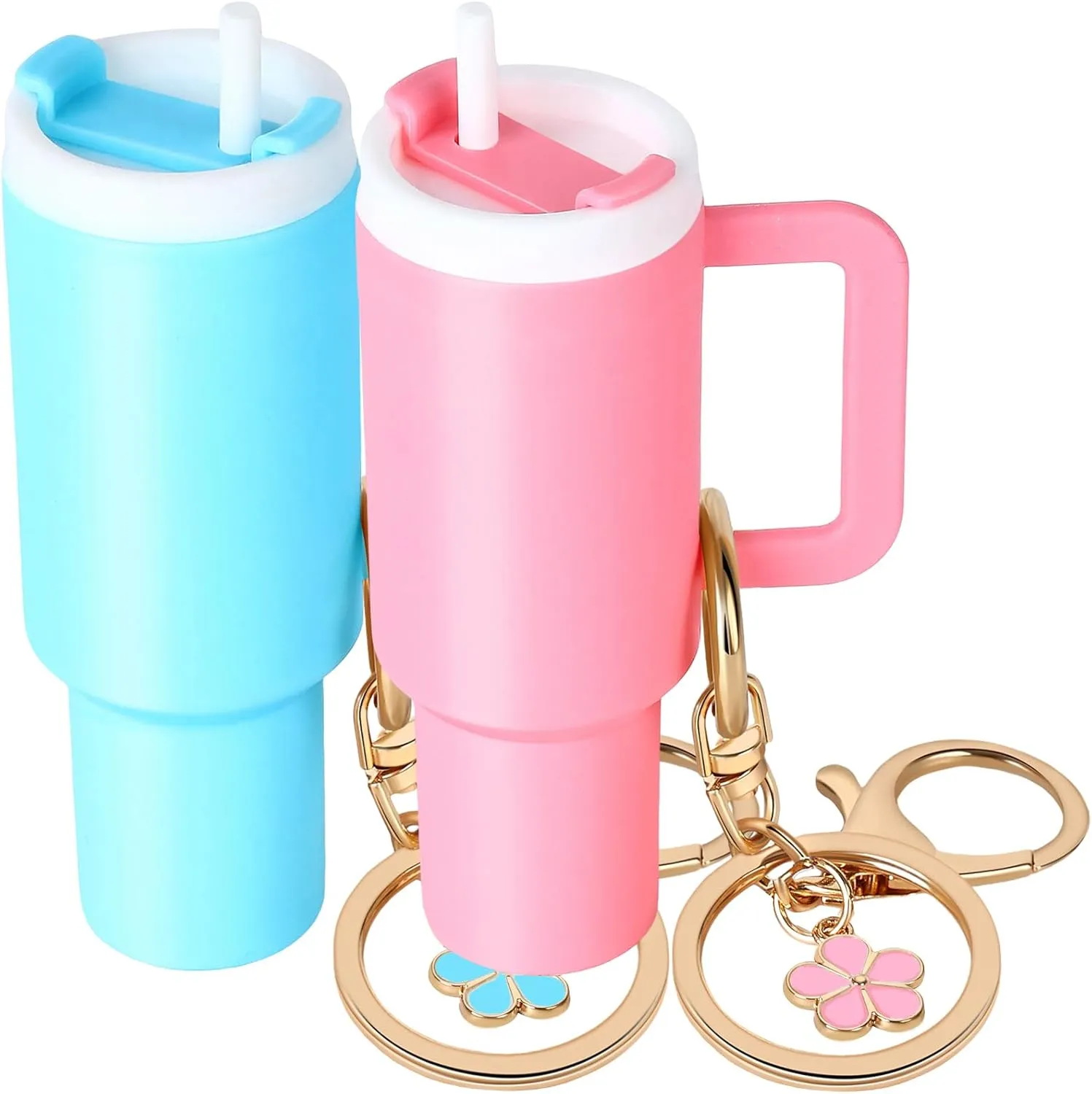 2pcs Mini Tumbler Keychain for Stanley Cup Cute Chapstick Holder Key Chain Charms for Women Purse Handbag Backpack