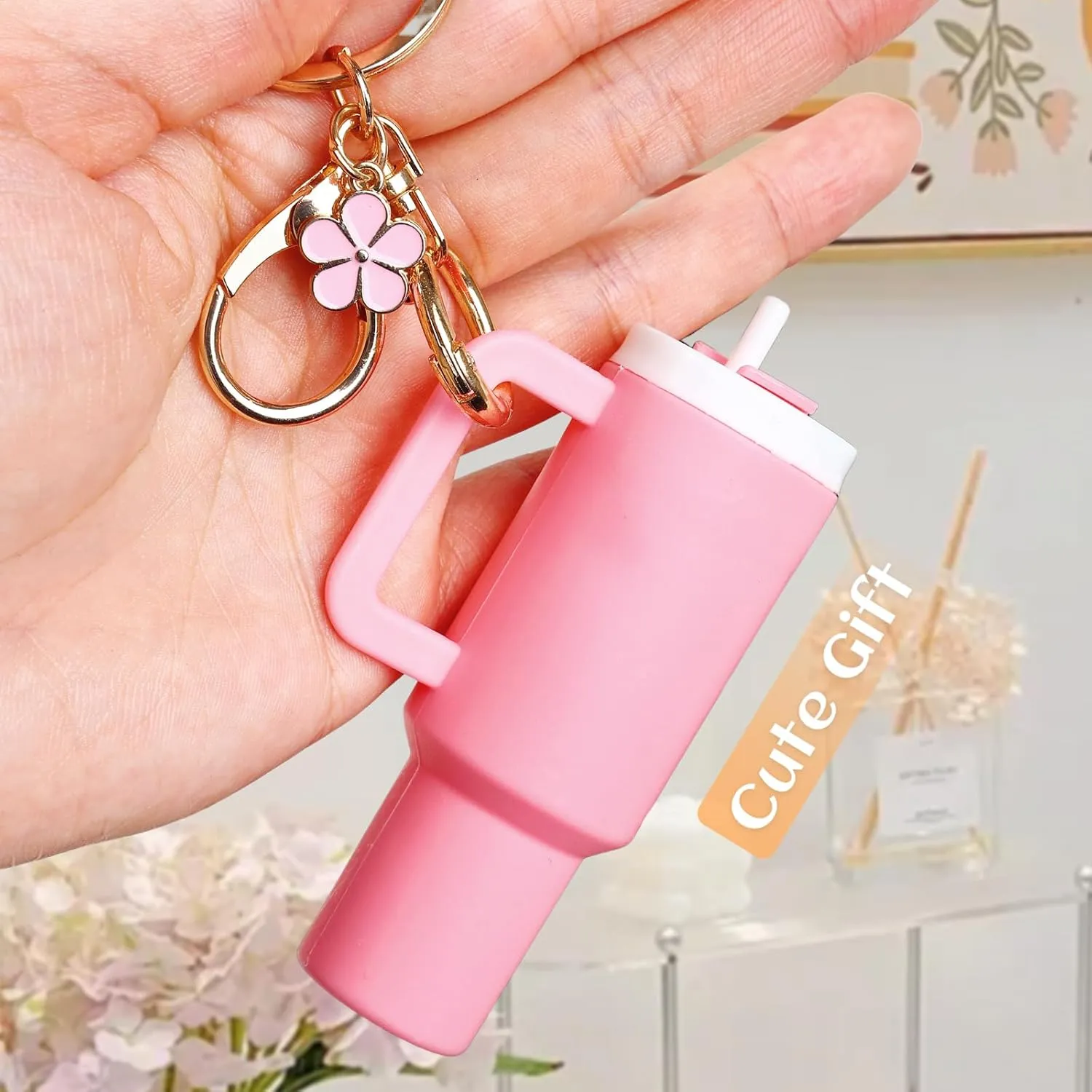 2pcs Mini Tumbler Keychain for Stanley Cup Cute Chapstick Holder Key Chain Charms for Women Purse Handbag Backpack