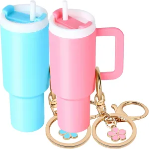 2pcs Mini Tumbler Keychain for Stanley Cup Cute Chapstick Holder Key Chain Charms for Women Purse Handbag Backpack