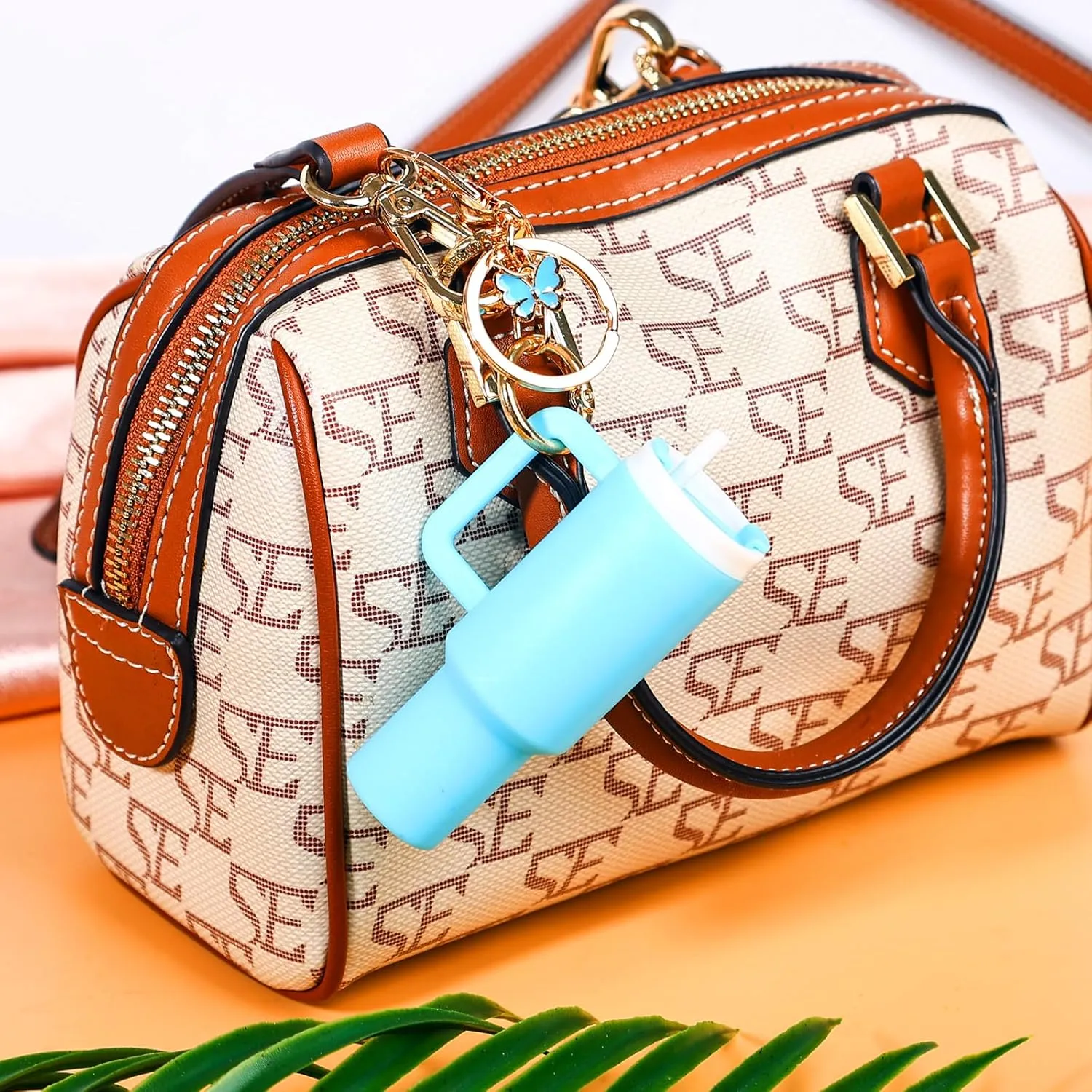 2pcs Mini Tumbler Keychain for Stanley Cup Cute Chapstick Holder Key Chain Charms for Women Purse Handbag Backpack