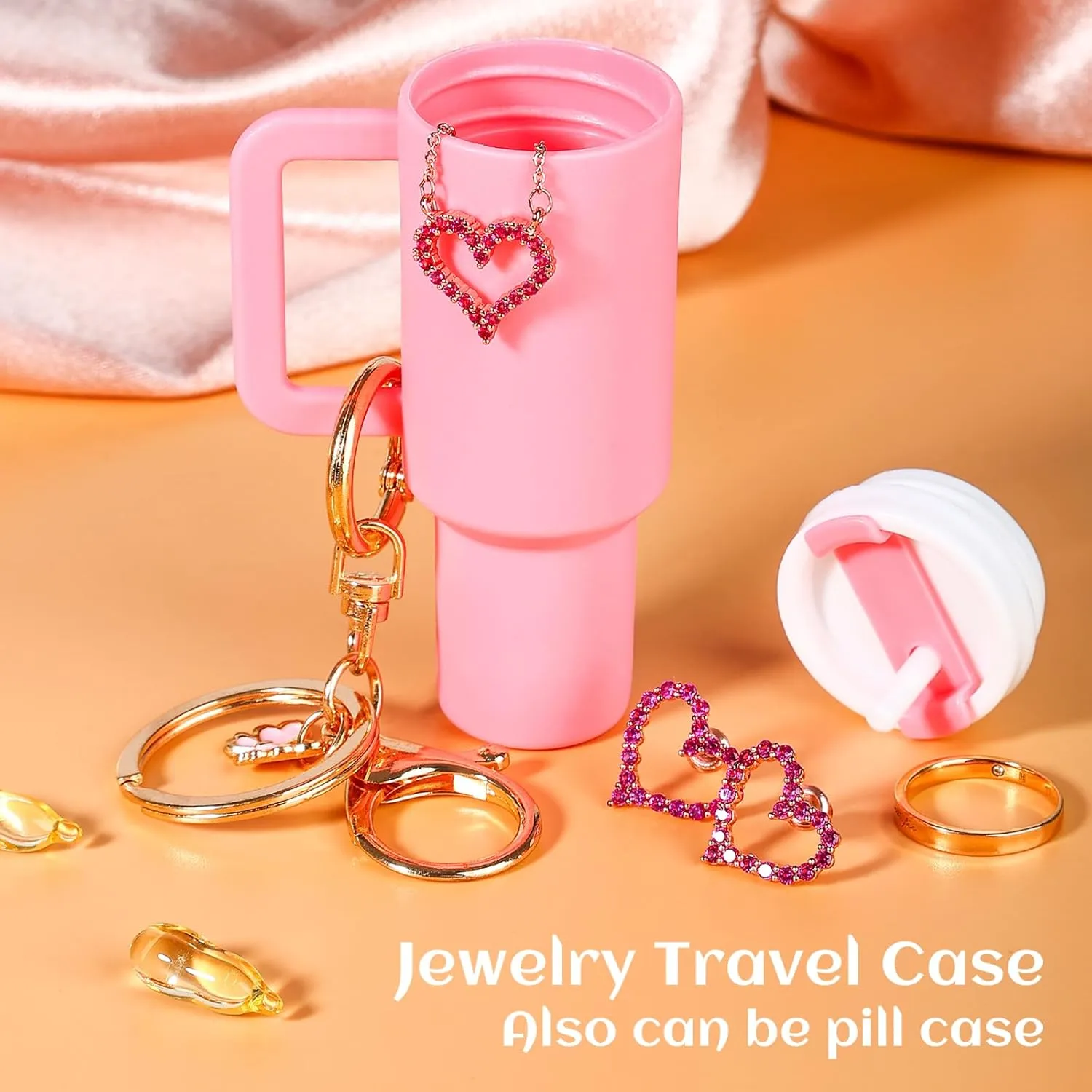 2pcs Mini Tumbler Keychain for Stanley Cup Cute Chapstick Holder Key Chain Charms for Women Purse Handbag Backpack
