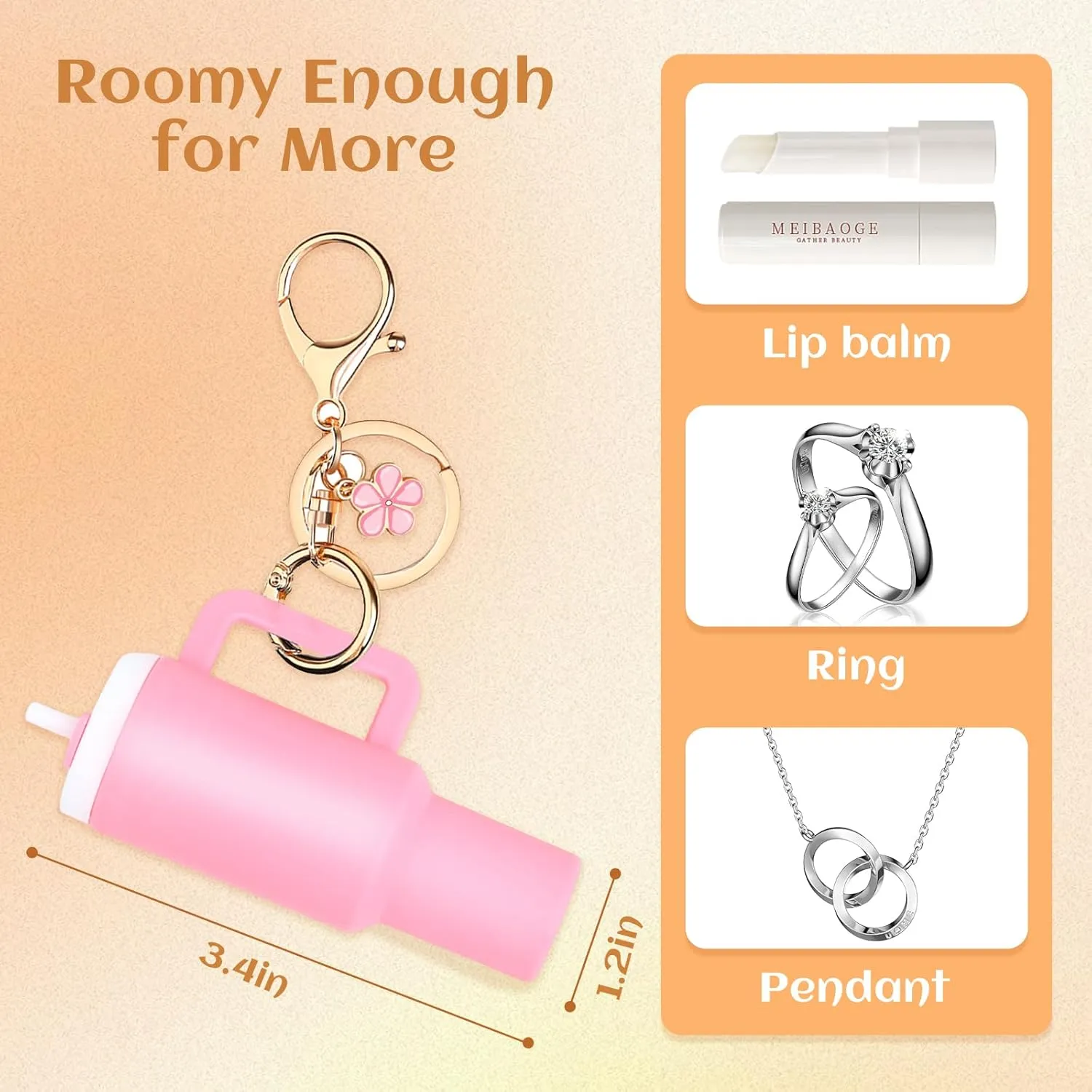 2pcs Mini Tumbler Keychain for Stanley Cup Cute Chapstick Holder Key Chain Charms for Women Purse Handbag Backpack