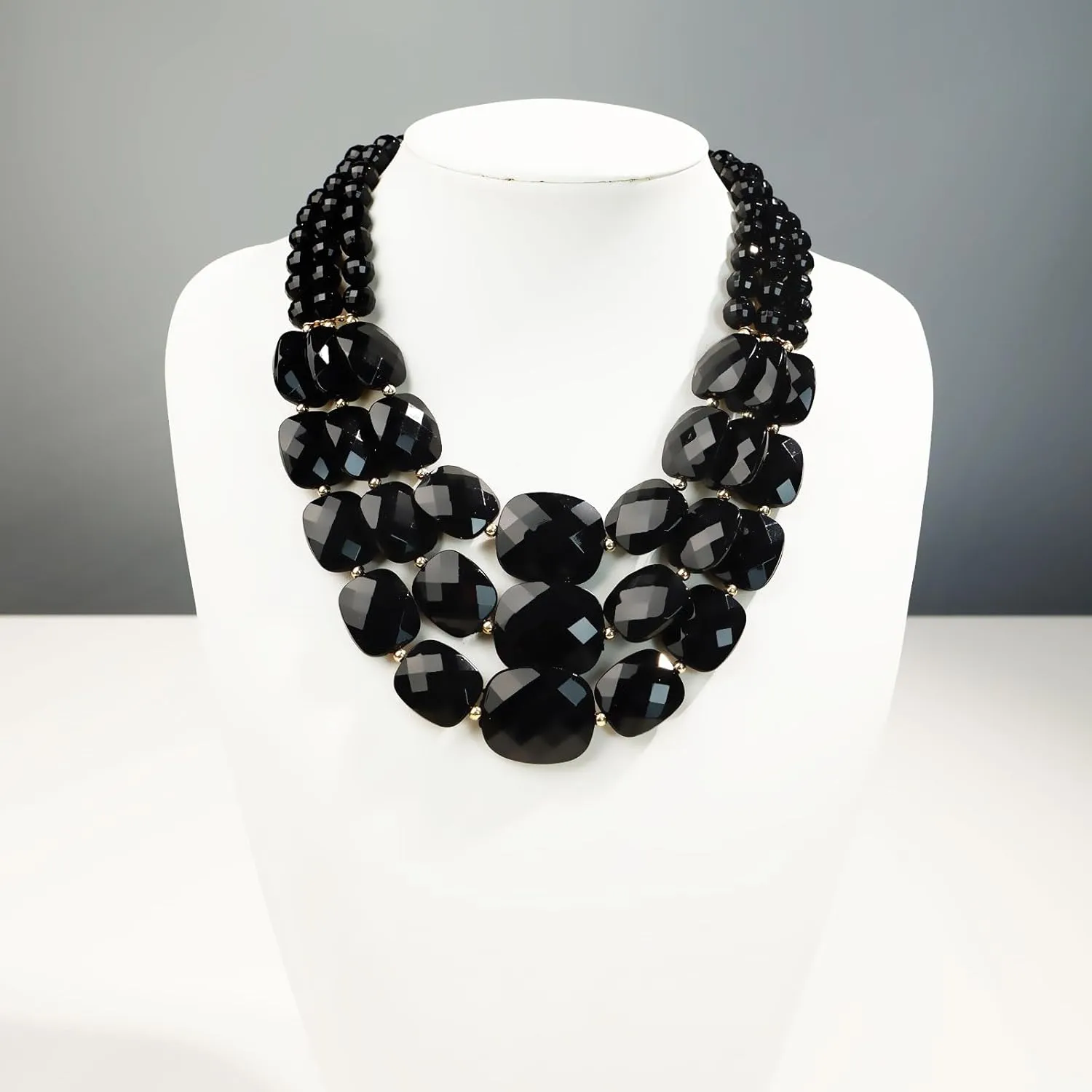 3 Layer Beaded Statement Chunky Necklaces and Earrings Set, Handmade Jewelry Set for Women, African Tribal Costume Collar Necklace