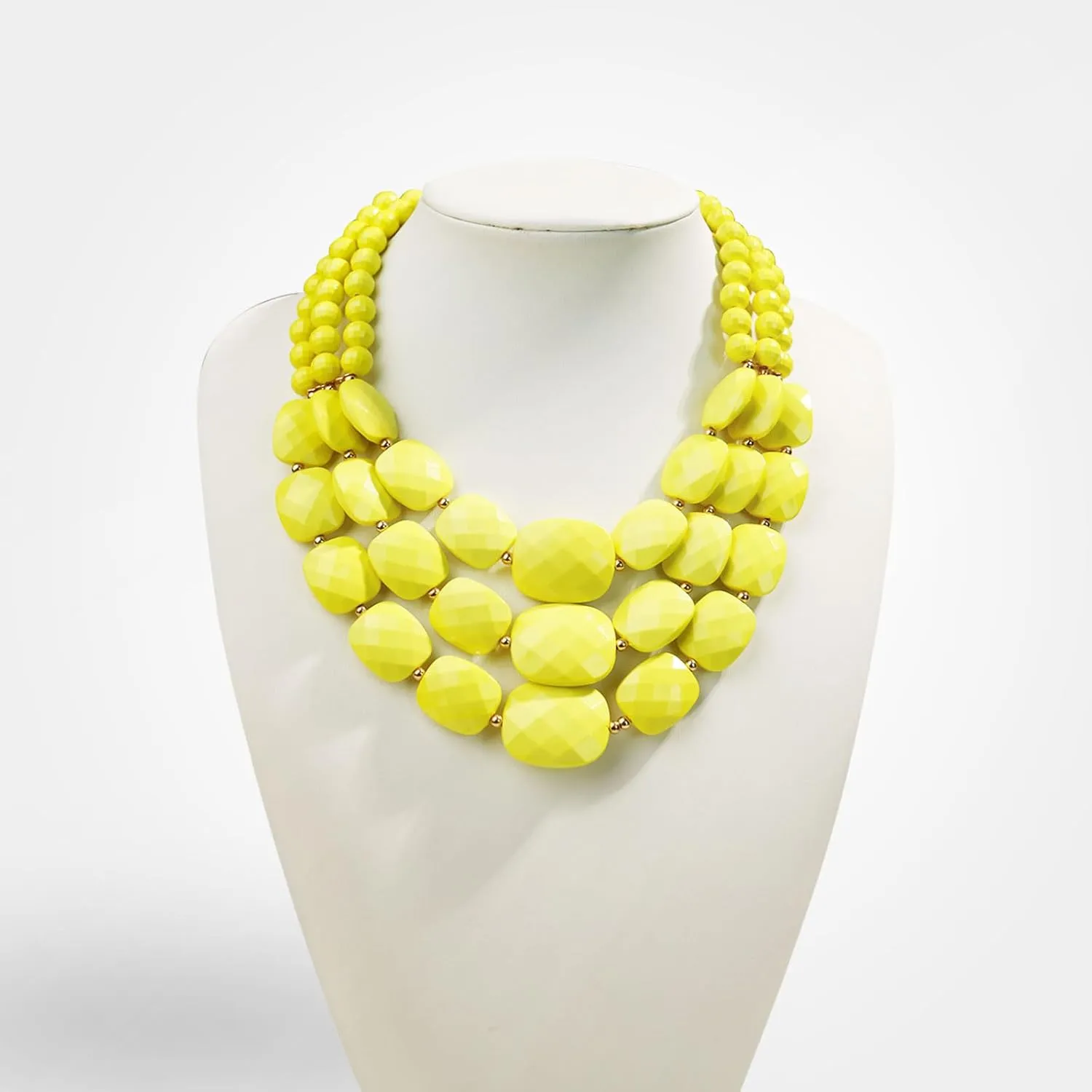3 Layer Beaded Statement Chunky Necklaces and Earrings Set, Handmade Jewelry Set for Women, African Tribal Costume Collar Necklace