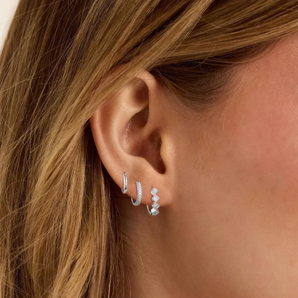 3 Pairs Gold/Silver Hoop Earrings Set for Women,Dainty Cubic Zirconia Hoop Earrings Women Stack Hypoallergenic Trendy Pack Jewelry