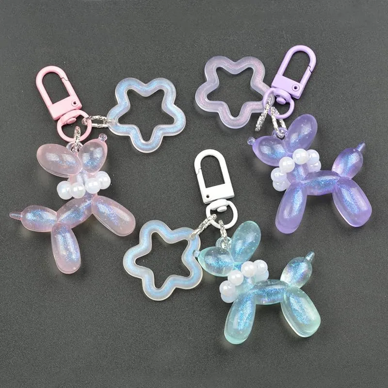 3 Pcs Balloon Dog Design Keychain for Women Cute Key Chain Accessories for Car Keys