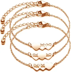3 Sisters Bracelets Best Friends Necklace for 3 Set of 3 Heart Bracelets 3 BFF 3 Bestie Long Distance Friendship Gift