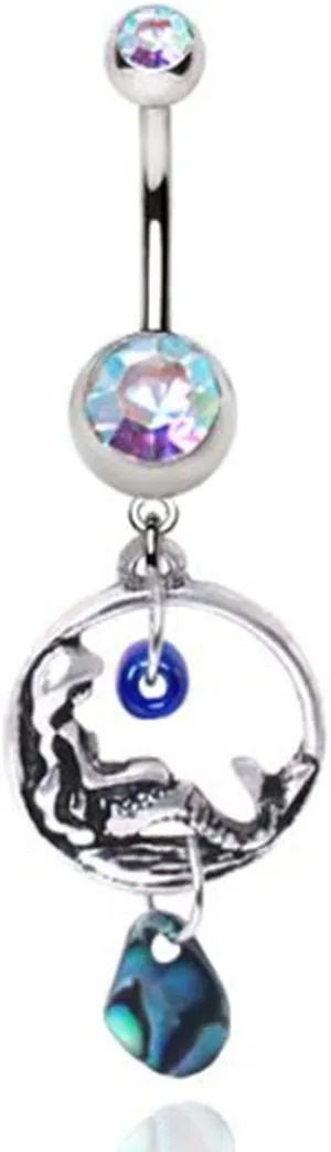 316L Stainless Steel Mermaid in Paradise WildKlass Navel Ring with Abalone
