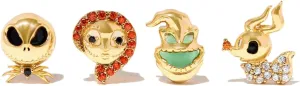 4 Pack Horror Halloween Christmas Stud Earrings, 925 Silver Crystal Accents Earrings Stud for Festival
