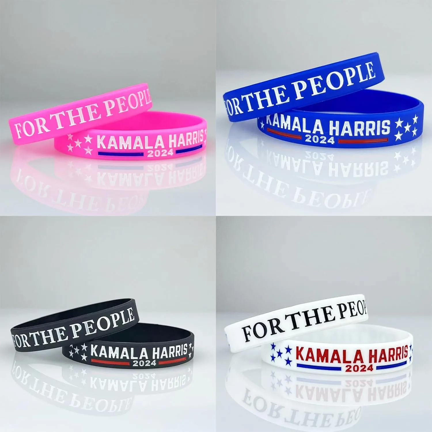 4/8/12/16 Pcs Kamala Harris 2024 President Vote Campaign Bracelets Inspirational Motivational Wristbands Harris 2024 Silicone Bracelets for Men Women