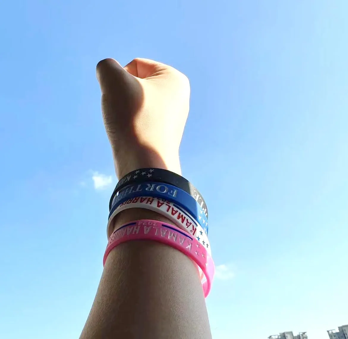 4/8/12/16 Pcs Kamala Harris 2024 President Vote Campaign Bracelets Inspirational Motivational Wristbands Harris 2024 Silicone Bracelets for Men Women