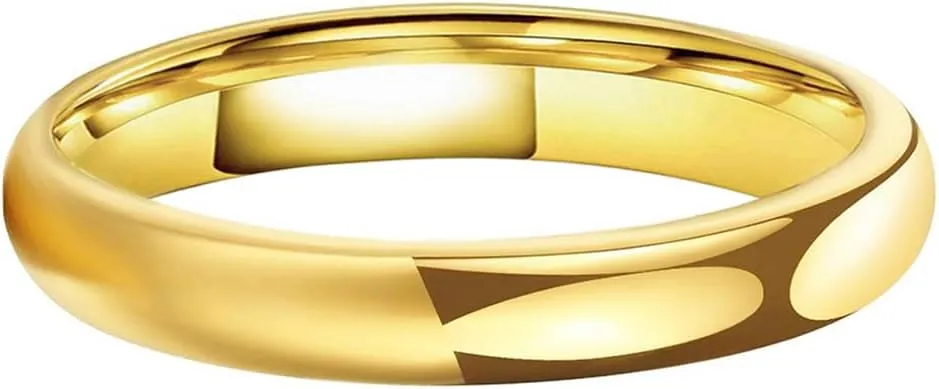 4mm 5mm 6mm 7mm 8mm 10mm Gold Tungsten Rings for Men Women Couple Fashion Jewelry Anniversary Engagement Wedding Bands Classic Domed Polished Shiny Comfort Fit