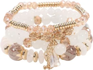 4Pcs Bohemian Bracelets for Women Multilayer Colorful Stackable Beads Bracelets Set Charm Stretch Boho Bracelet for Men Friend Summer Beach Jewelry