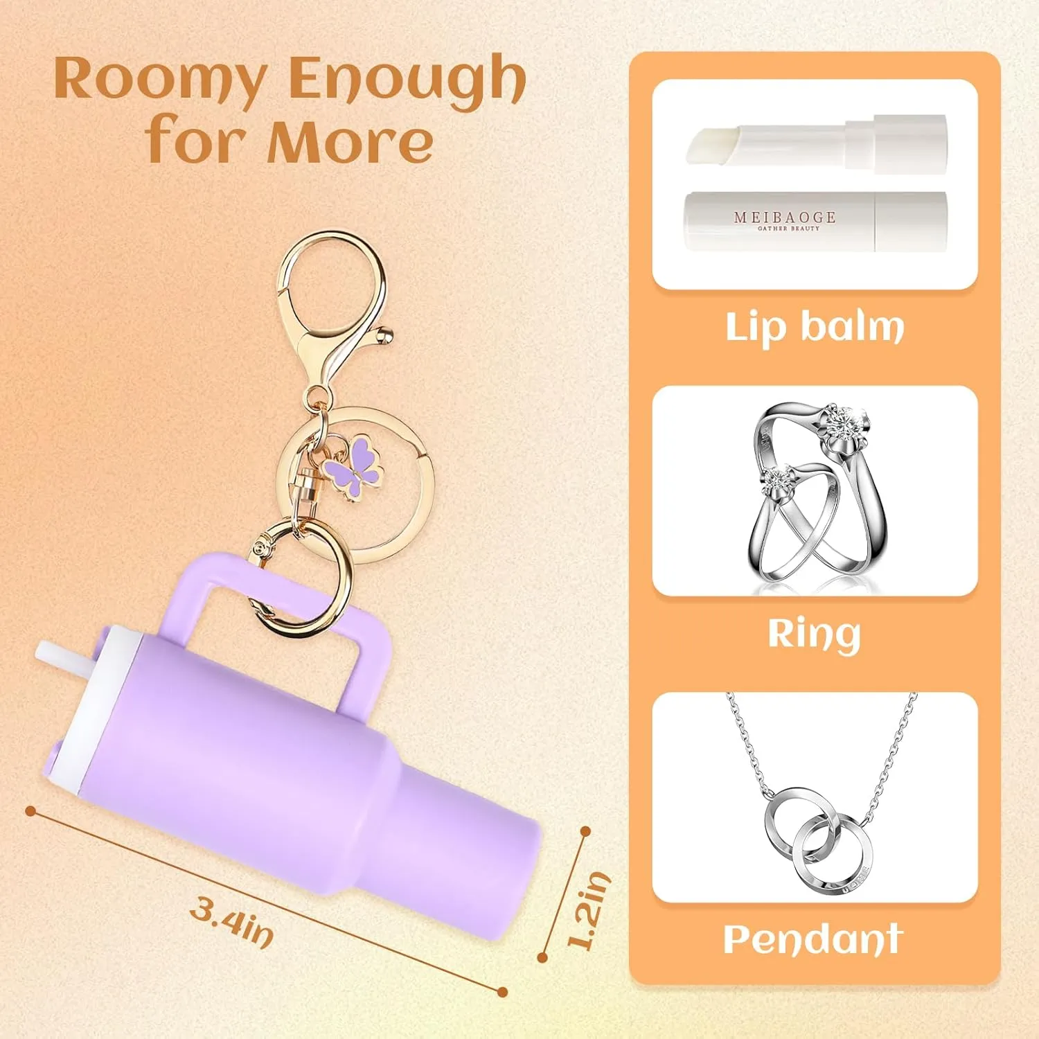 8or12Pack Mini Tumbler Keychain for Stanley Cup Cute Key Chain Chapstick Holder Charms for Women Backpack Bag