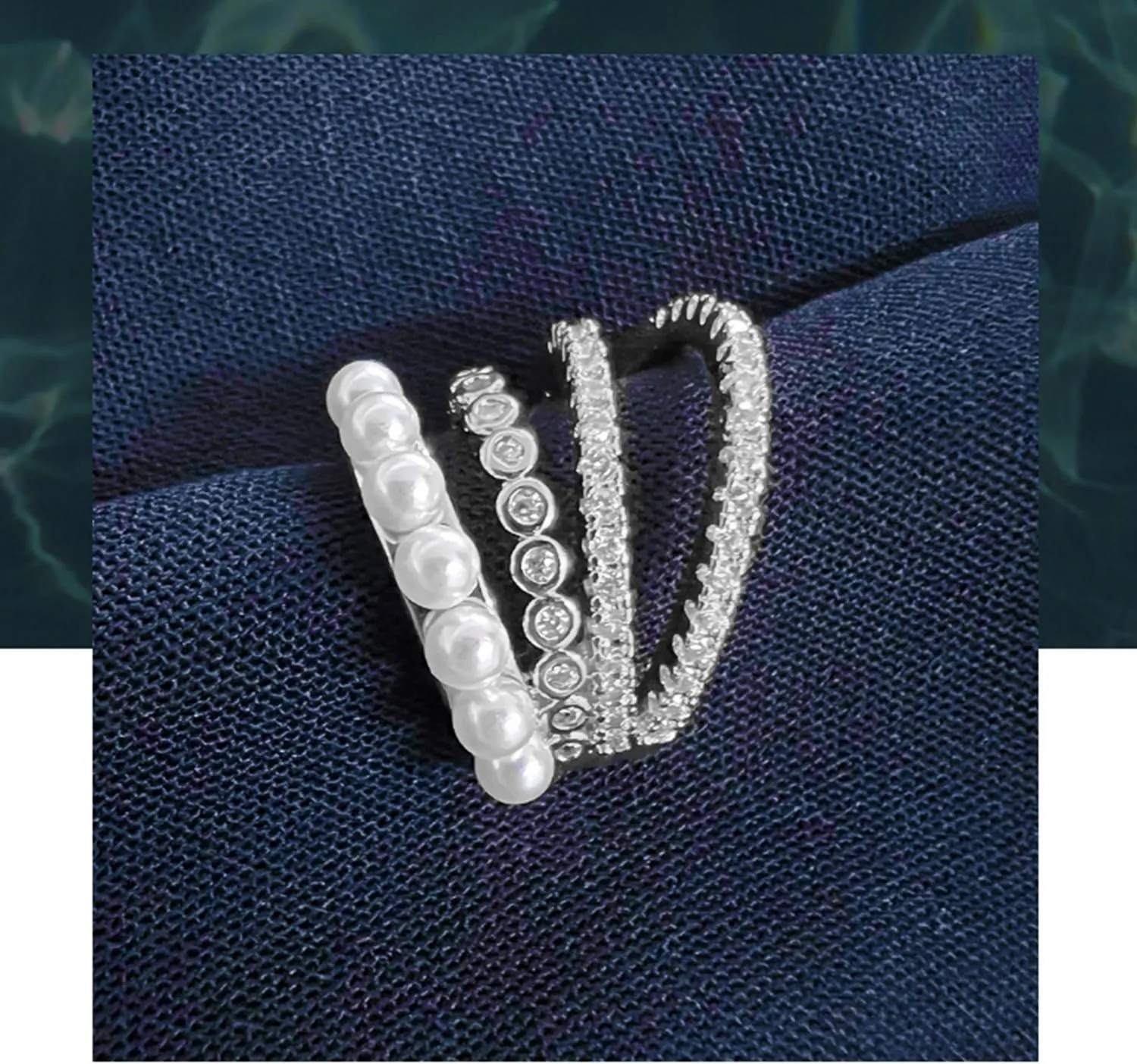 925 Sterling Silver 18K Gold Plated Cubic Zirconia Sparkling Layered Huggie Ear Cuff Gold Pearl Earrings for Women | Non Pierced Chain Ear Cartilage Clip on Wrap Earrings Helix Cuffs