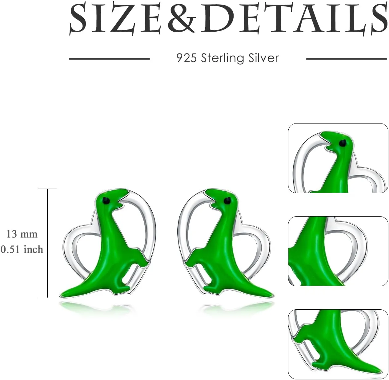925 Sterling Silver Animal Heart Studs Earrings Jewelry Cute Gifts for Women